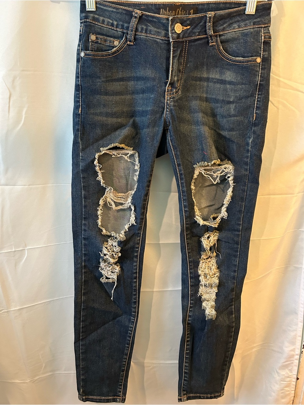 Skinny Distressed Dark Blue Jeans